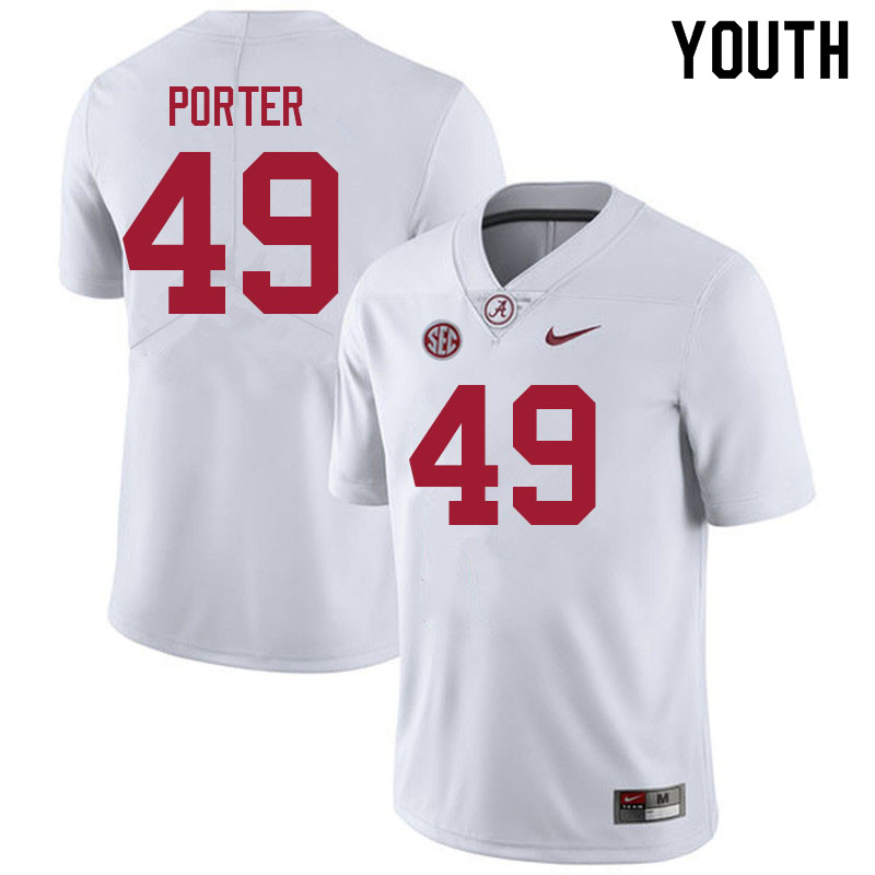 Youth #49 Jax Porter Alabama White Tide College Football Jerseys Sale-White
